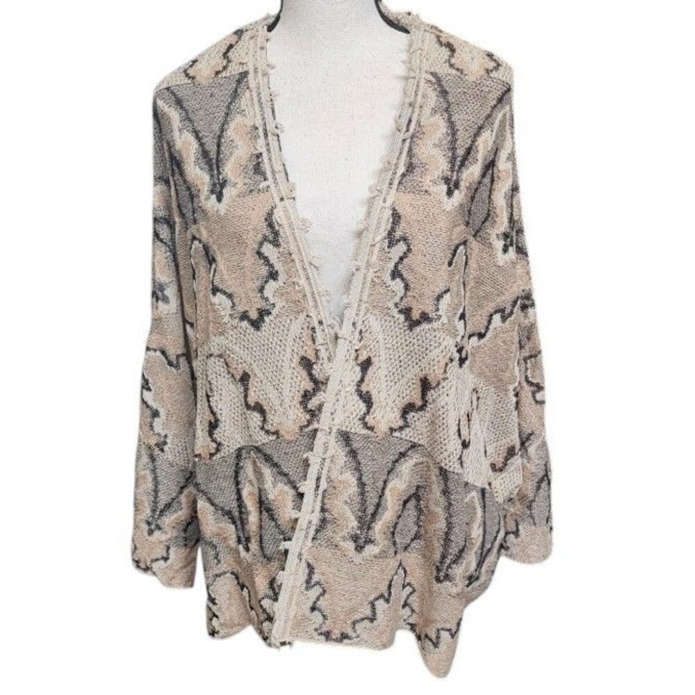 Free People Cocoon Open Front Sweater Size Large Neutral Palette